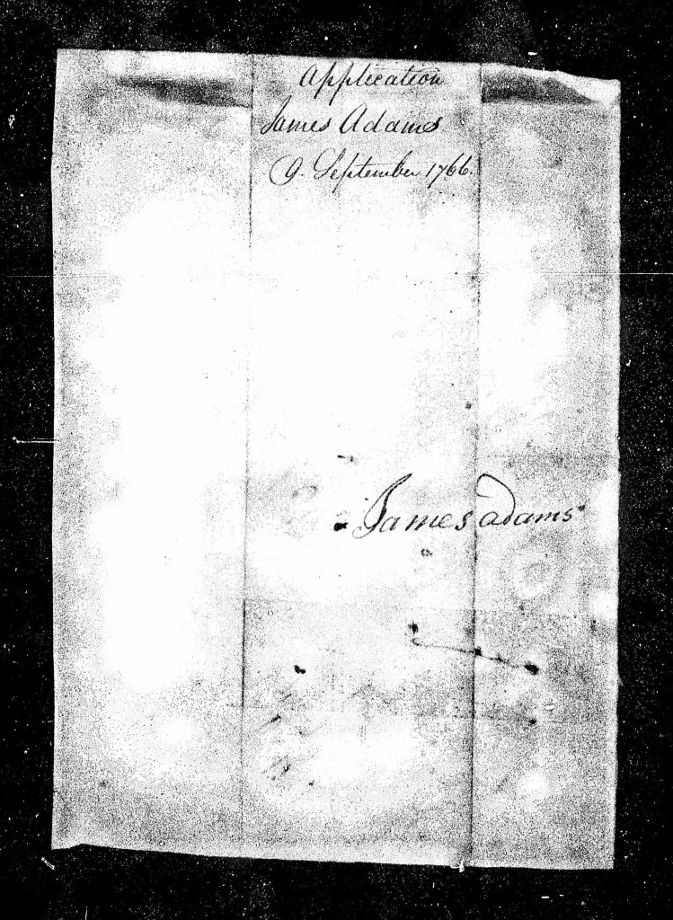 1766 Sep 9th - James Adams Land Application - Toybone Twnshp - Cumberland County Page 1