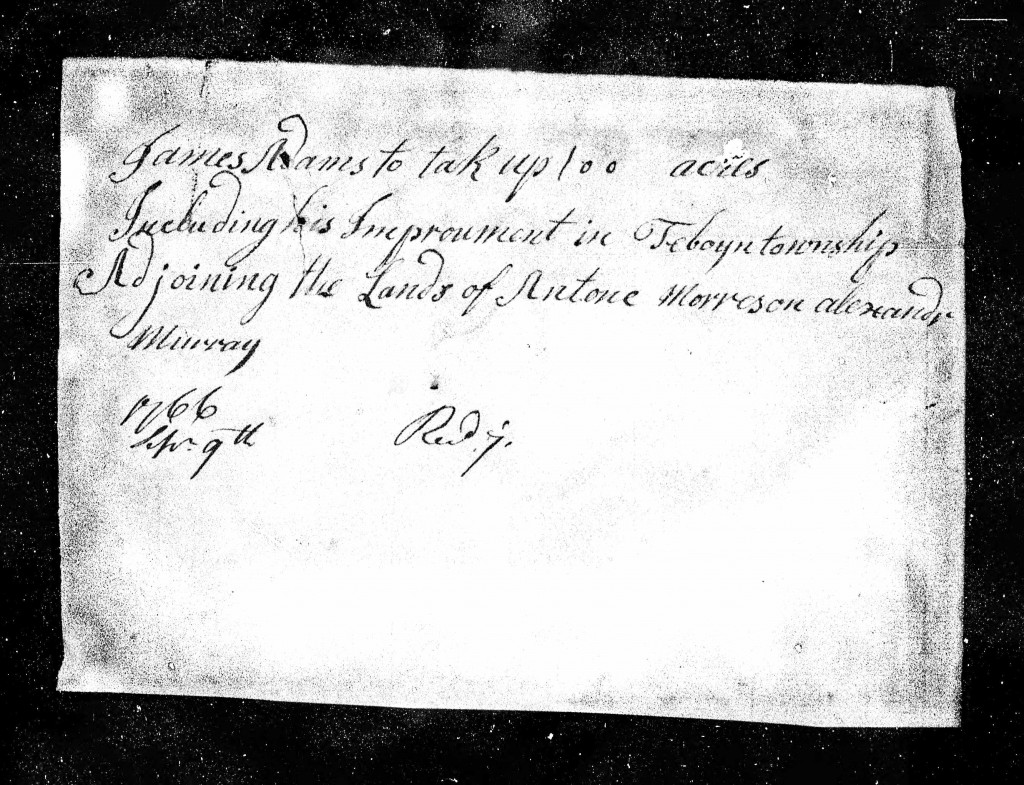 1766 Sep 9th - James Adams Land Application - Toybone Twnshp - Cumberland County Page 2