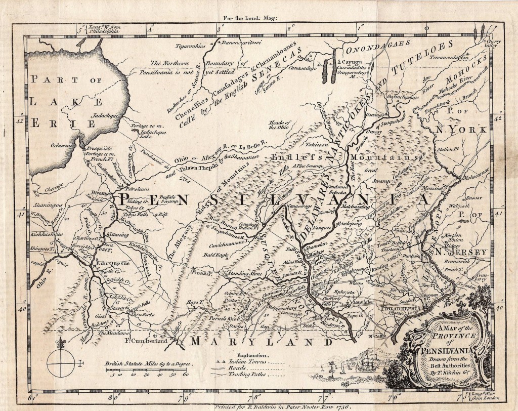 1749-1756 Map of Pennsylvania