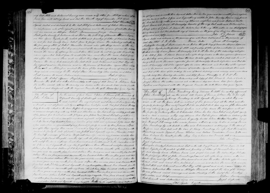 John A Adams - 19 Dec 1850 - Washington County - Will Page 1. SIgned 16th Nov. 1850