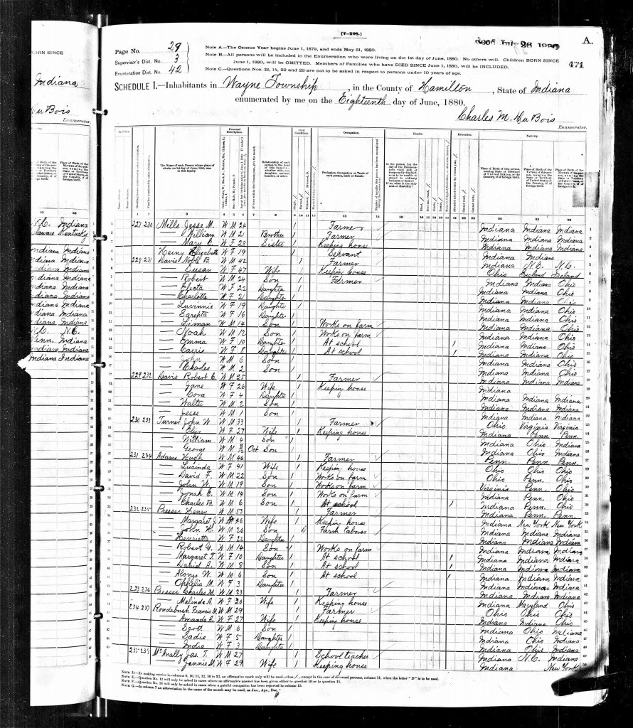 Hugh Adams - 1880 Census