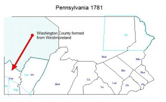 1781 - Washington County Formed from Westmoreland County PA